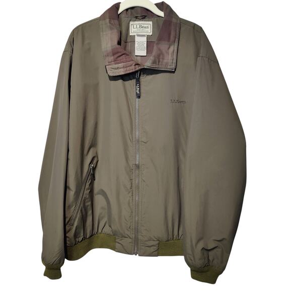 Vintage L.L. Bean Men's Sz XL Warm Up Bomber Jacket Olive Green Nylon Grandpa - Picture 1 of 6
